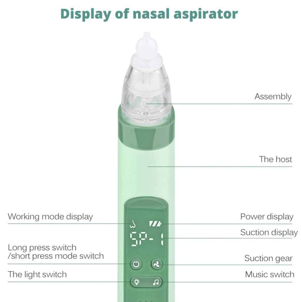 2 in 1 Green Electric Baby Nasal Aspirator