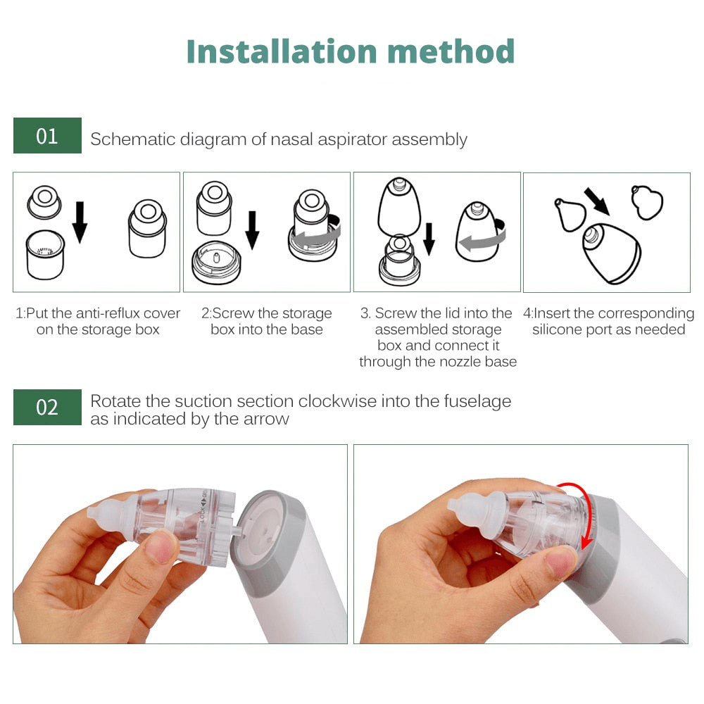 2 in 1 Green Electric Baby Nasal Aspirator